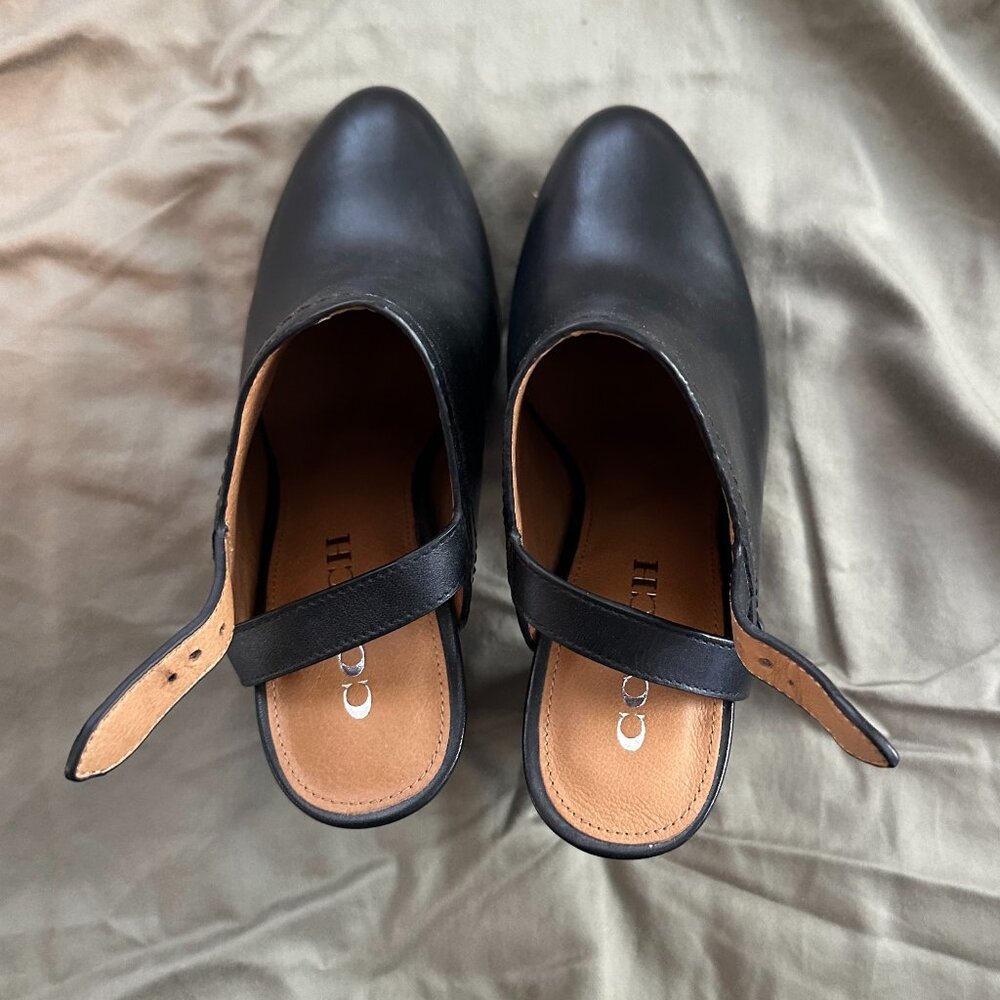 Coach Black Leather Platform Clog Heels – Size 6.5 – Like New - Picture 5 of 7